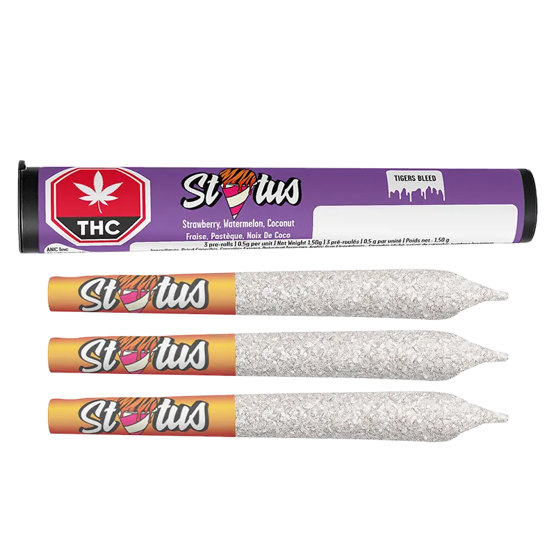 Status 1.5 g Tigers Bleed Liquid DIamond Infused PR 3 x 0.5 g Pre-Rolls