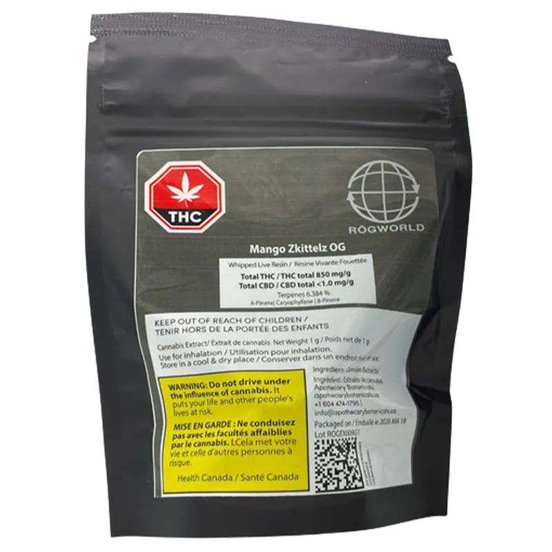 Rogworld 1 g Mango Zkittelz Og Whipped Live Resin Concentrates