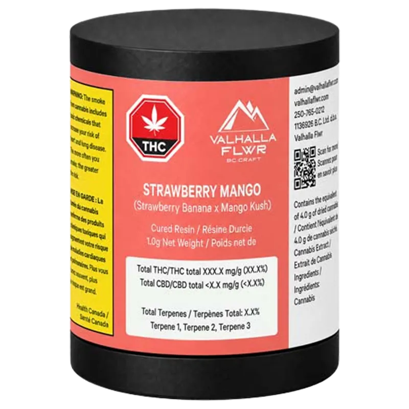 Valhalla Flwr 1 g Strawberry Mango Cured Resin Concentrates