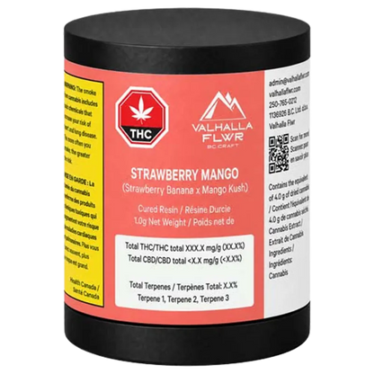 Valhalla Flwr 1 g Strawberry Mango Cured Resin Concentrates