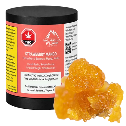 Valhalla Flwr 1 g Strawberry Mango Cured Resin Concentrates