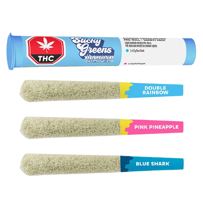 Sticky Greens 1.5 g Diamond Coated Variety Pack Pre-Rolls