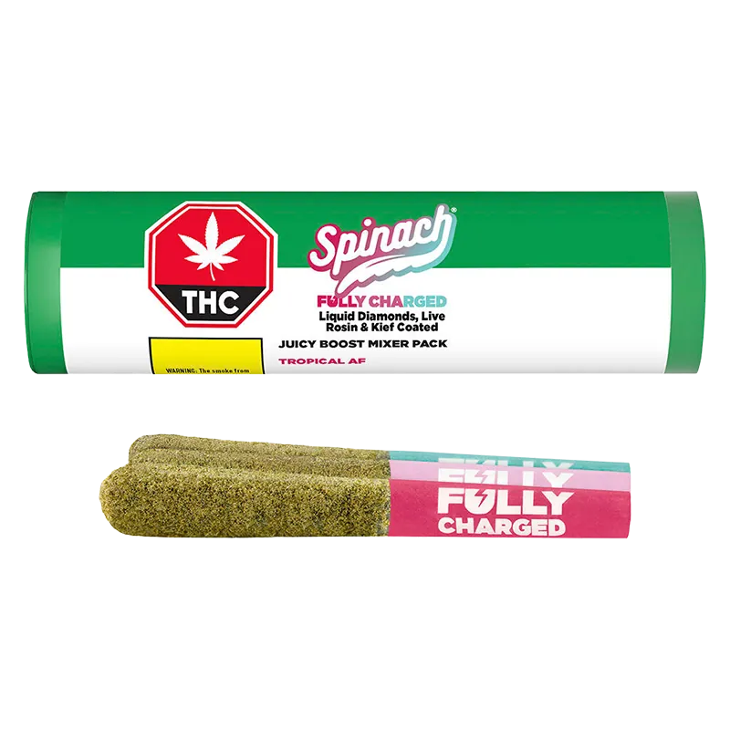 Spinach Fully Charged 1.5 g Juicy Boost Mixer Pack Infused PR 3 x 0.5 g Pre-Rolls