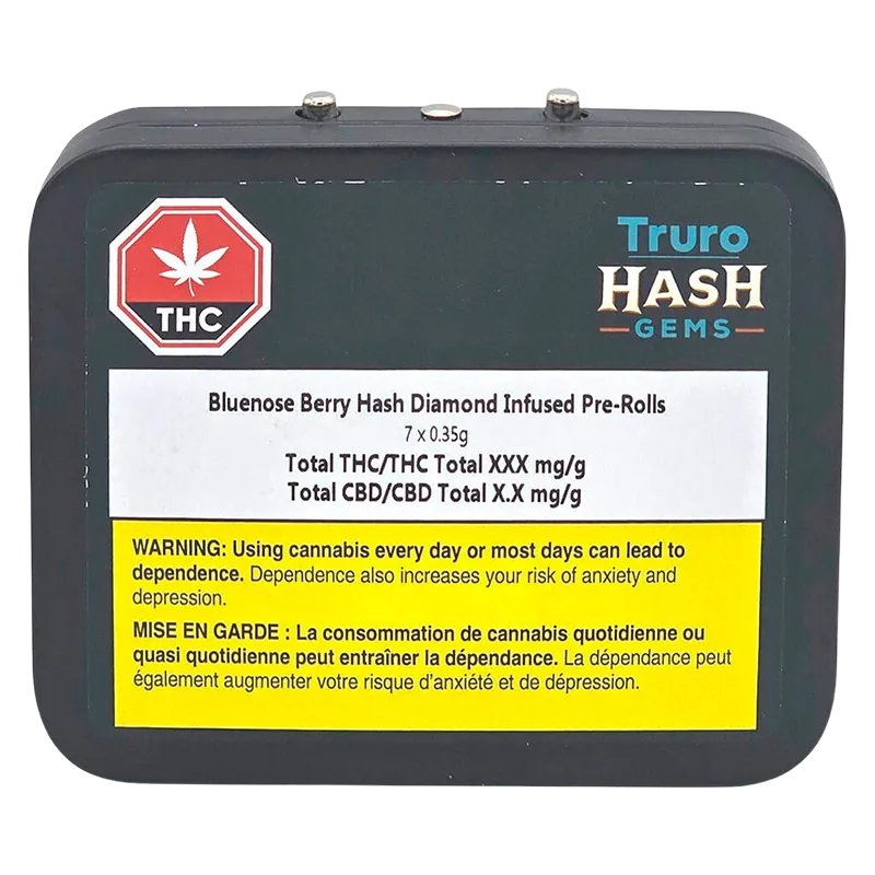 Truro Hash Gems 2.45 g Bluenose Berry Hash Diamond Infused PR 7 x 0.35 g Pre-Rolls