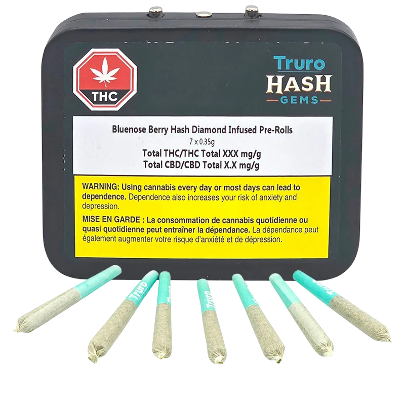 Truro Hash Gems 2.45 g Bluenose Berry Hash Diamond Infused PR 7 x 0.35 g Pre-Rolls