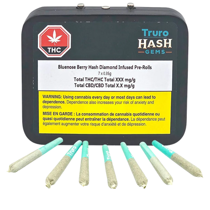 Truro Hash Gems 2.45 g Bluenose Berry Hash Diamond Infused PR 7 x 0.35 g Pre-Rolls