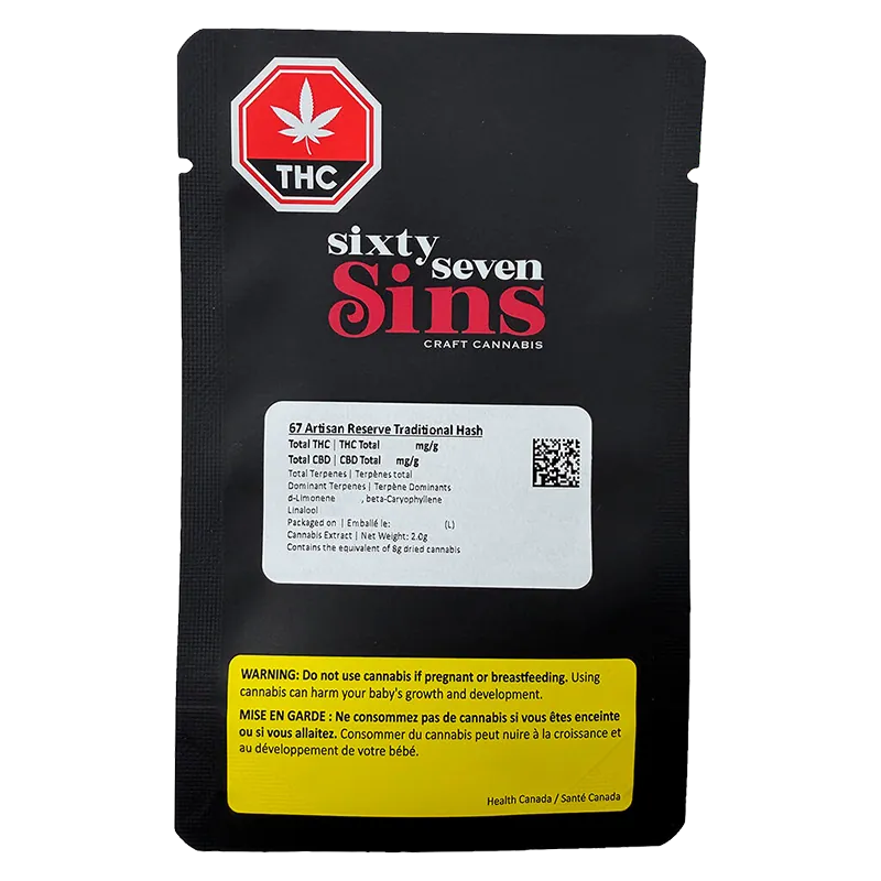 Sixty Seven Sins 2 g 67 Artisan Reserve Traditional Hash Concentrates