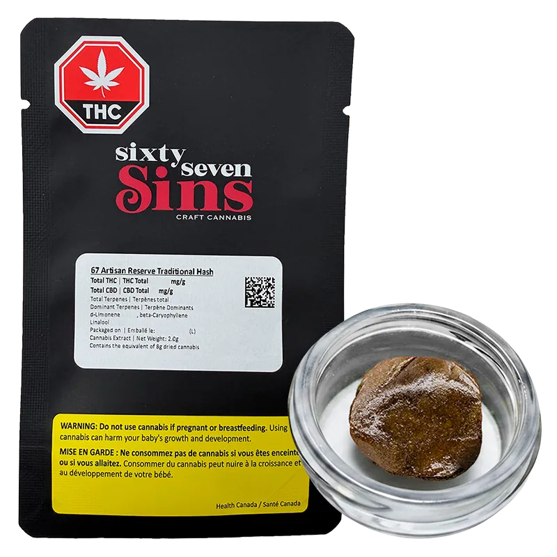 Sixty Seven Sins 2 g 67 Artisan Reserve Traditional Hash Concentrates
