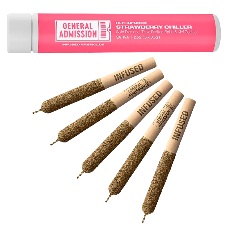 General Admission 2.5 g Strawberry Chiller Hi-Fi Diamond Infused PR 5 x 0.5 g Pre-Rolls