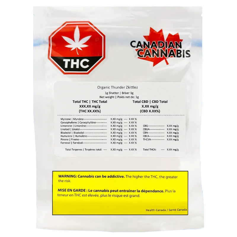 Canadian Cannabis 1 g Thunder Zkittlez Shatter Concentrates