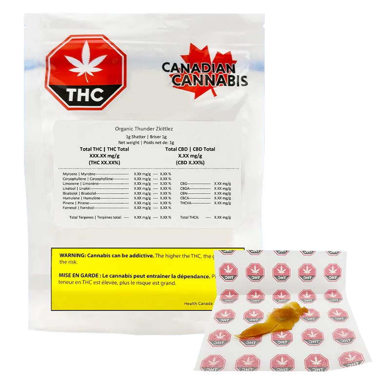 Canadian Cannabis 1 g Thunder Zkittlez Shatter Concentrates