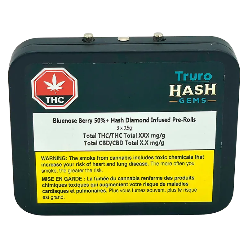 Truro Hash Gems 1.5 g Bluenose Berry 50%+ Hash Diamond Infused PR 3 x 0.5 g Pre-Rolls