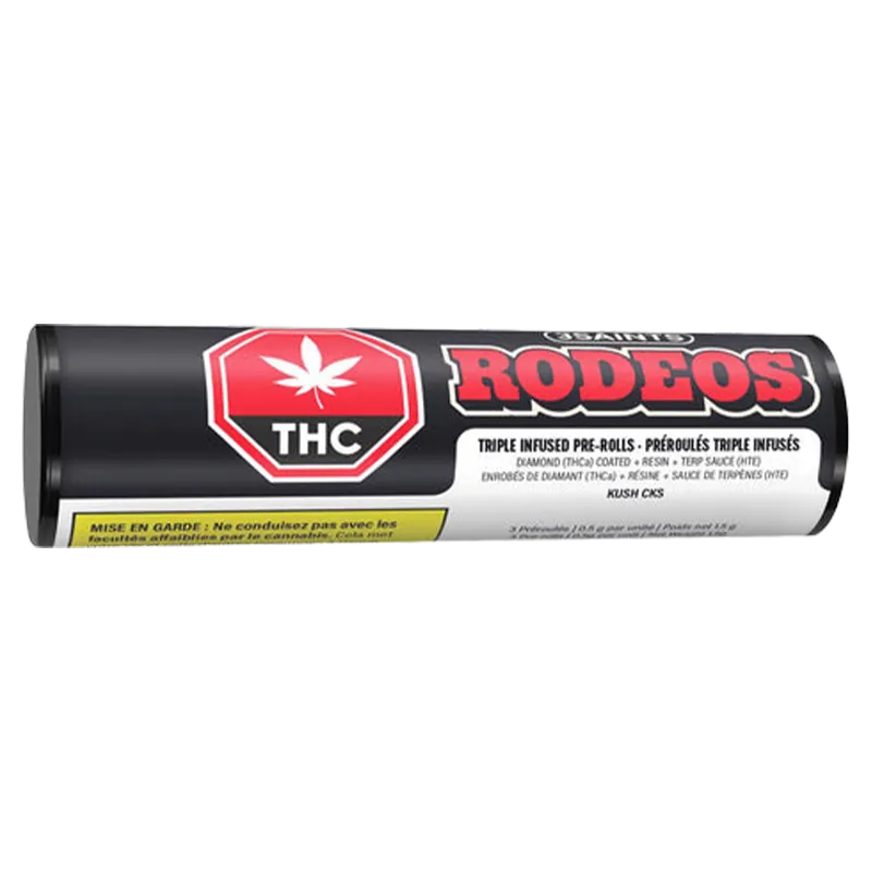 3Saints 1.5 g Kush Cks Rodeos Triple Infused PR 3 x 0.5 g Pre-Rolls