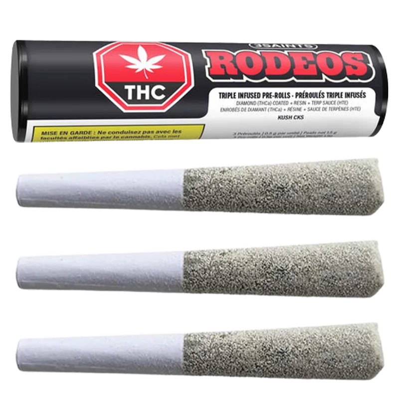3Saints 1.5 g Kush Cks Rodeos Triple Infused PR 3 x 0.5 g Pre-Rolls
