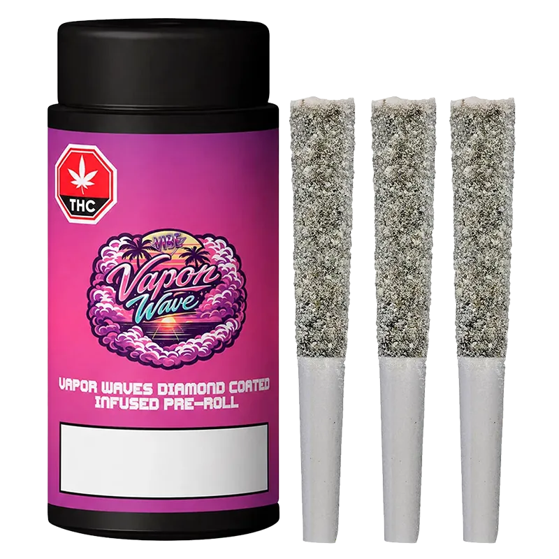 Vibe 1.8 g Vapor Waves Diamond Coated Infused PR 3 x 0.6 g Pre-Rolls
