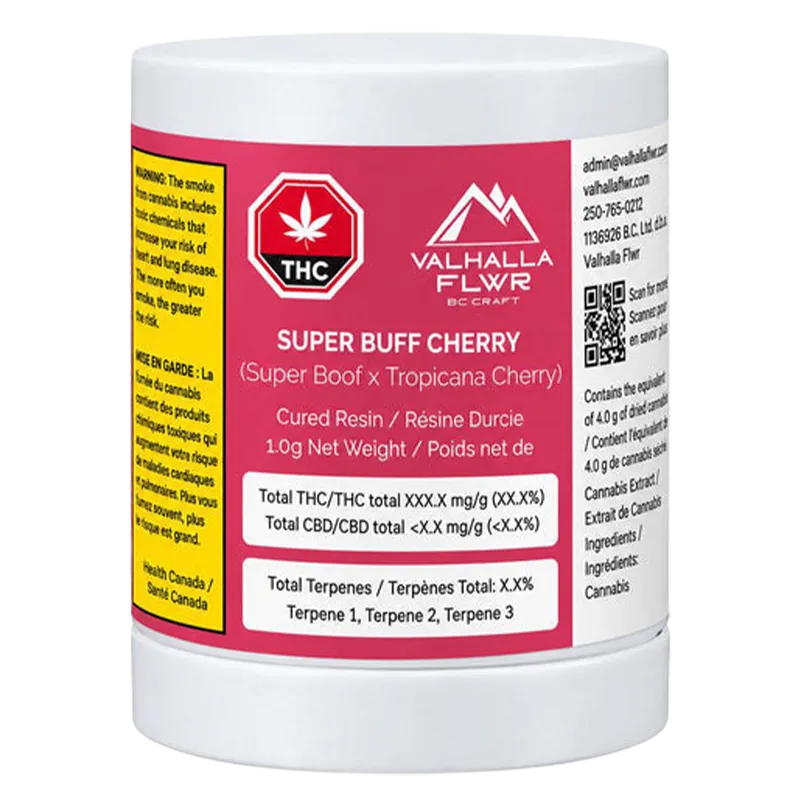 Valhalla Flwr 1 g Super Buff Cherry Cured Resin Concentrates