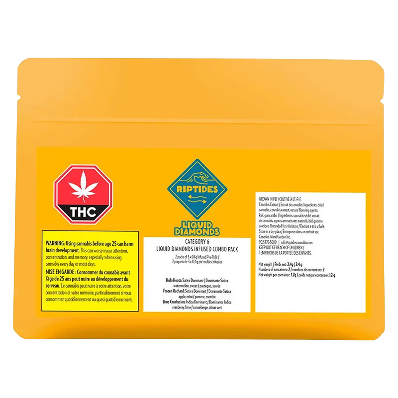 Riptides 2.4 g Category 6 Liquid Diamonds Combo Pack Infused PR 6 x 0.4 g Pre-Rolls
