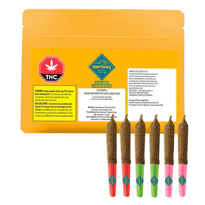 Riptides 2.4 g Category 6 Liquid Diamonds Combo Pack Infused PR 6 x 0.4 g Pre-Rolls