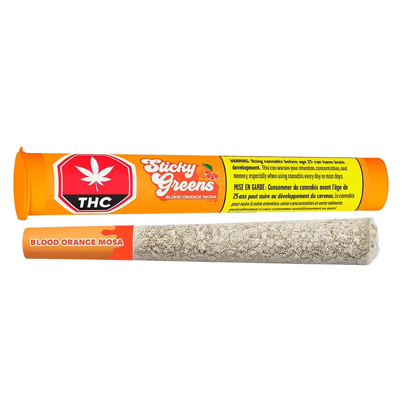 Sticky Greens 1.5 g Blood Orange Mosa Diamond Coated Infused PR 3 x 0.5 g Pre-Rolls