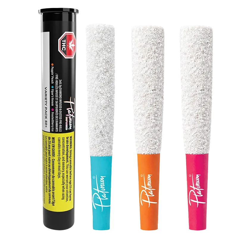 Platinum 1.5 g Variety Pack Diamond Dusted Infused PR 3 x 0.5 g Pre-Rolls