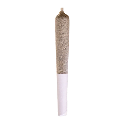 Vertical close-up of a single rolled joint against a white background labeled Blue Dream PR 1 x 0.5 g.