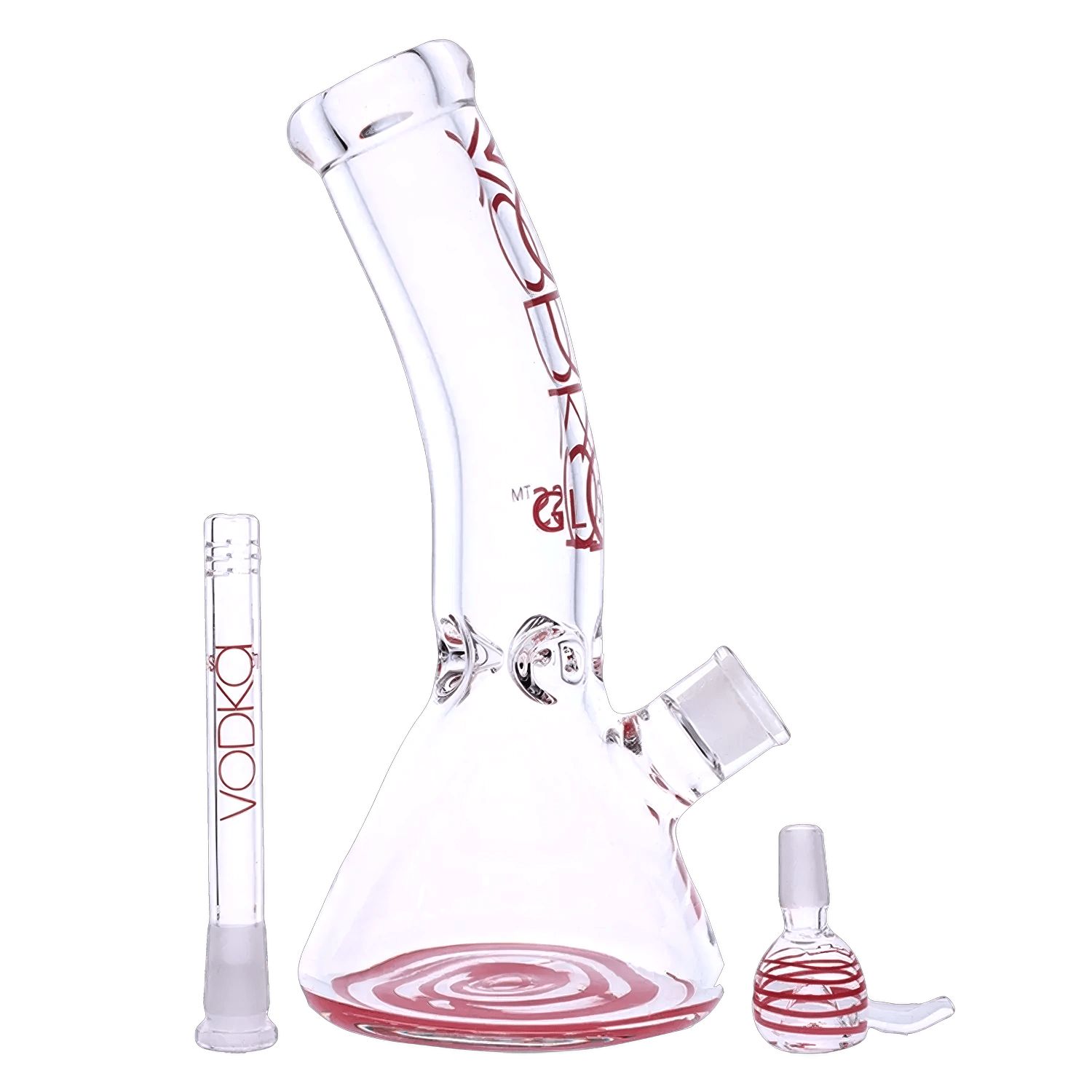 Vodka Each Vodka 9mm Bent Neck Water Pipe - Red - 12in. Bongs