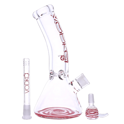 Vodka Each Vodka 9mm Bent Neck Water Pipe - Red - 12in. Bongs