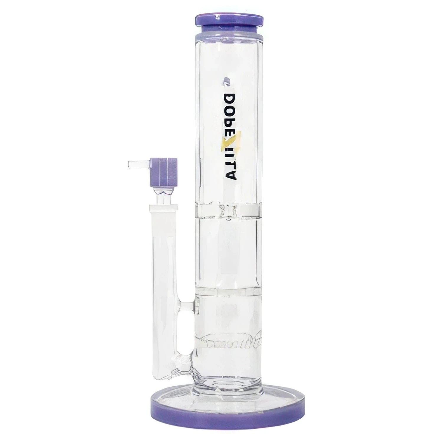 Front view of the 12-inch Dopezilla Cerberus Water Pipe in milky purple, showcasing its sleek, cylindrical form and wide base.