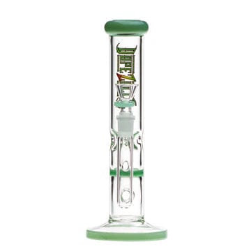 Front view of the 8.5-inch Dopezilla Mutos water pipe in milky teal, displaying a clean, cylindrical glass design.
