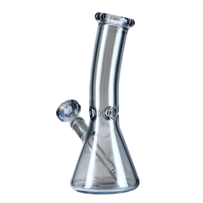 A front view of the 12-inch Aurora San Rafael beaker water pipe, displaying a blue fume and classic beaker shape.