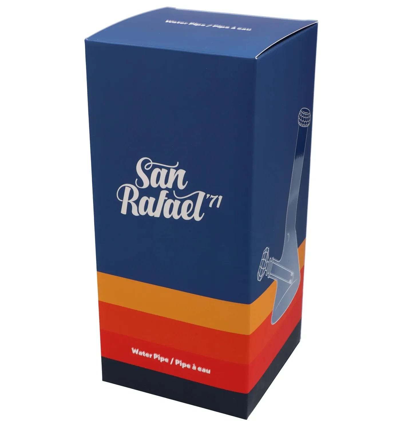 Front view of the 12-inch Aurora San Rafael beaker water pipe, featuring a blue fumed glass design.