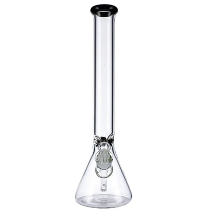 Front view of the 18-inch Valiant Beaker Water Pipe, showing the clear glass construction and simple beaker shape.
