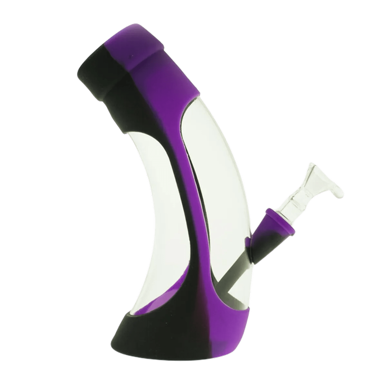 Valiant Each Silicone Water Pipe-Horn-Purple & Black-8.5in Bongs