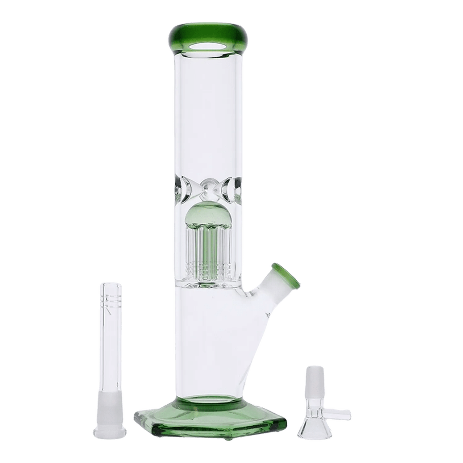 Valiant Each Valiant Hexagon Beaker w/ Tree Perc - Green - 12in. Bongs