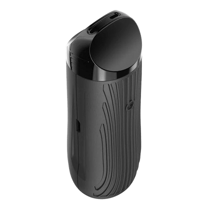 Front view of the Boundless CFC Lite, a black handheld vaporizer with textured detailing and a sleek, minimalist design.