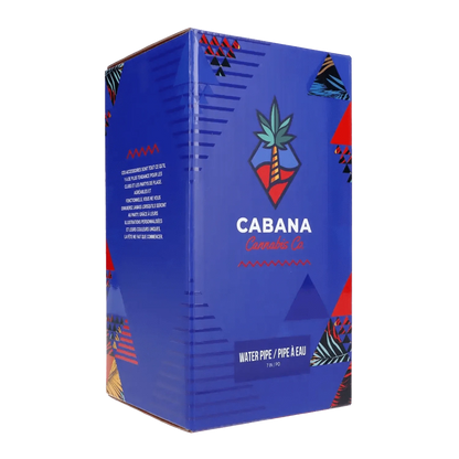 Front view of the 7-inch red Cabana Cannabis Co. Water Pipe, showcasing its sleek design against a dark background.