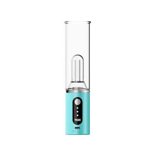 Front view of the Yocan Pillar Smart Electronic Dab Rig in teal, showcasing its sleek, cylindrical design.