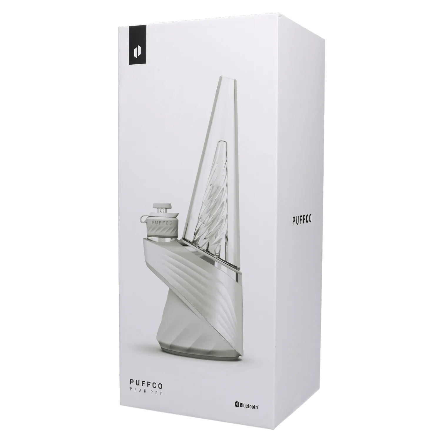 Front view of the Puffco Peak Pro - Pearl, showcasing its sleek, pearlescent finish and modern design.