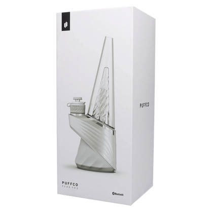 Front view of the Puffco Peak Pro - Pearl, showcasing its sleek, pearlescent finish and modern design.