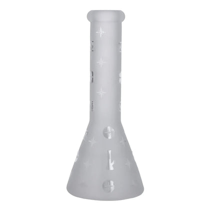Front view of the 7-inch DHC Originals Stargazer Water Pipe, showcasing its clear glass construction and simple, elegant form.