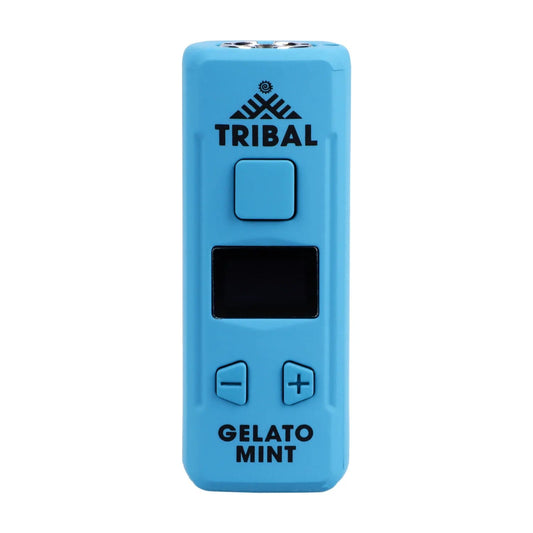 Front view of the Tribal Genetic Pro 510 Battery - Gelato Mint, showcasing its sleek, cylindrical design against a plain white background.