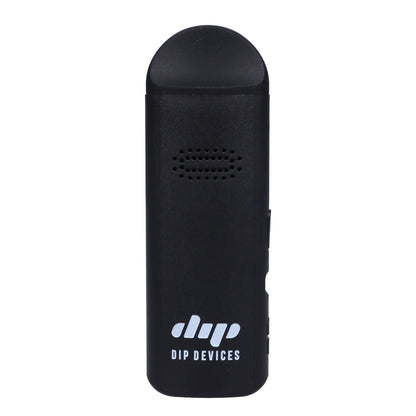 Front view of the black Aster Dry Herb Vaporizer, showcasing its sleek, compact design against a plain white background.