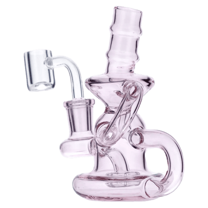 Front view of the Water Pipe withQuartz-Pink-6in, showing its curved neck and pink tinted glass against a plain white background.