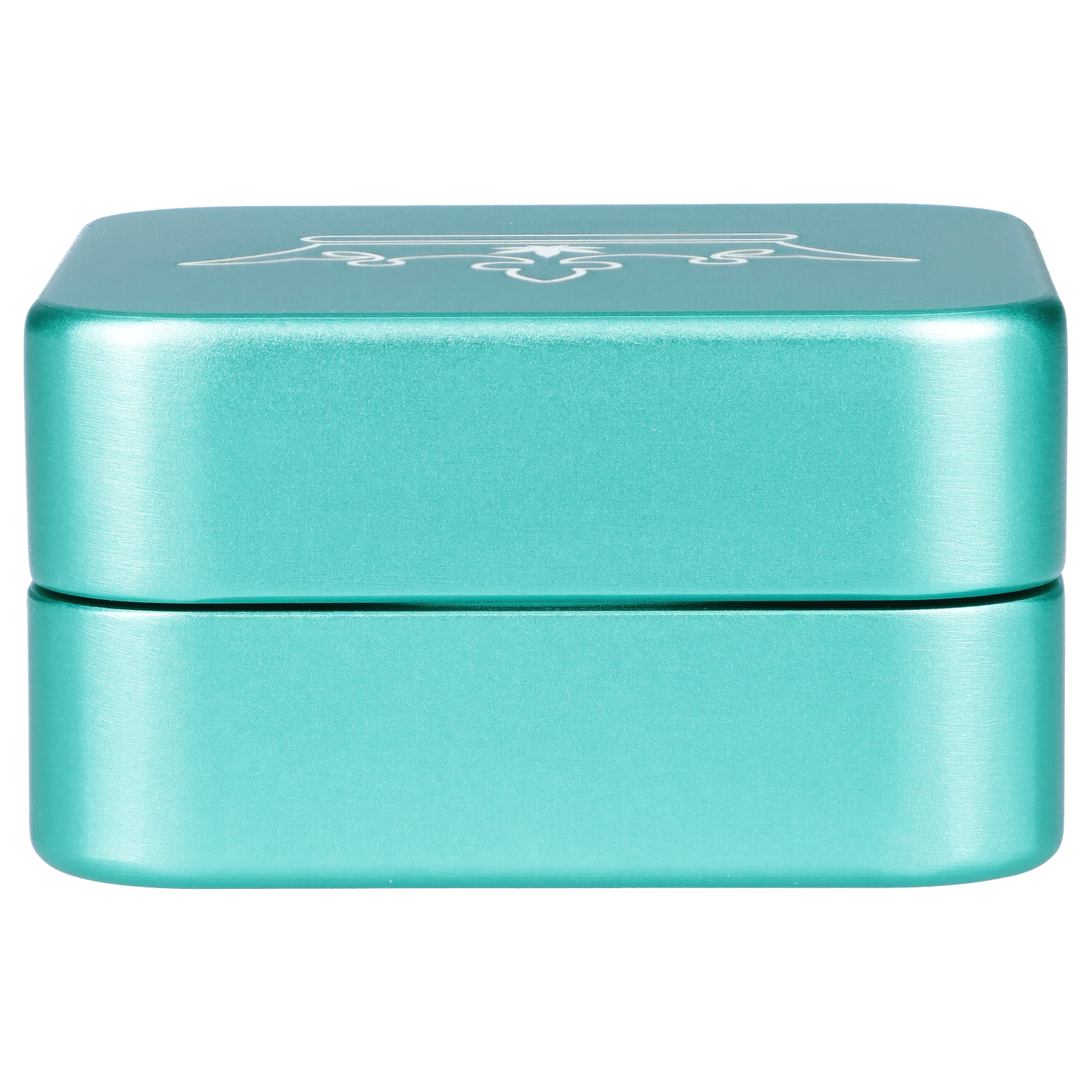 Front view of the Queen of Bud 2 Stage Grinder Aventurine, a two-tiered metal grinder with a smooth, polished finish.