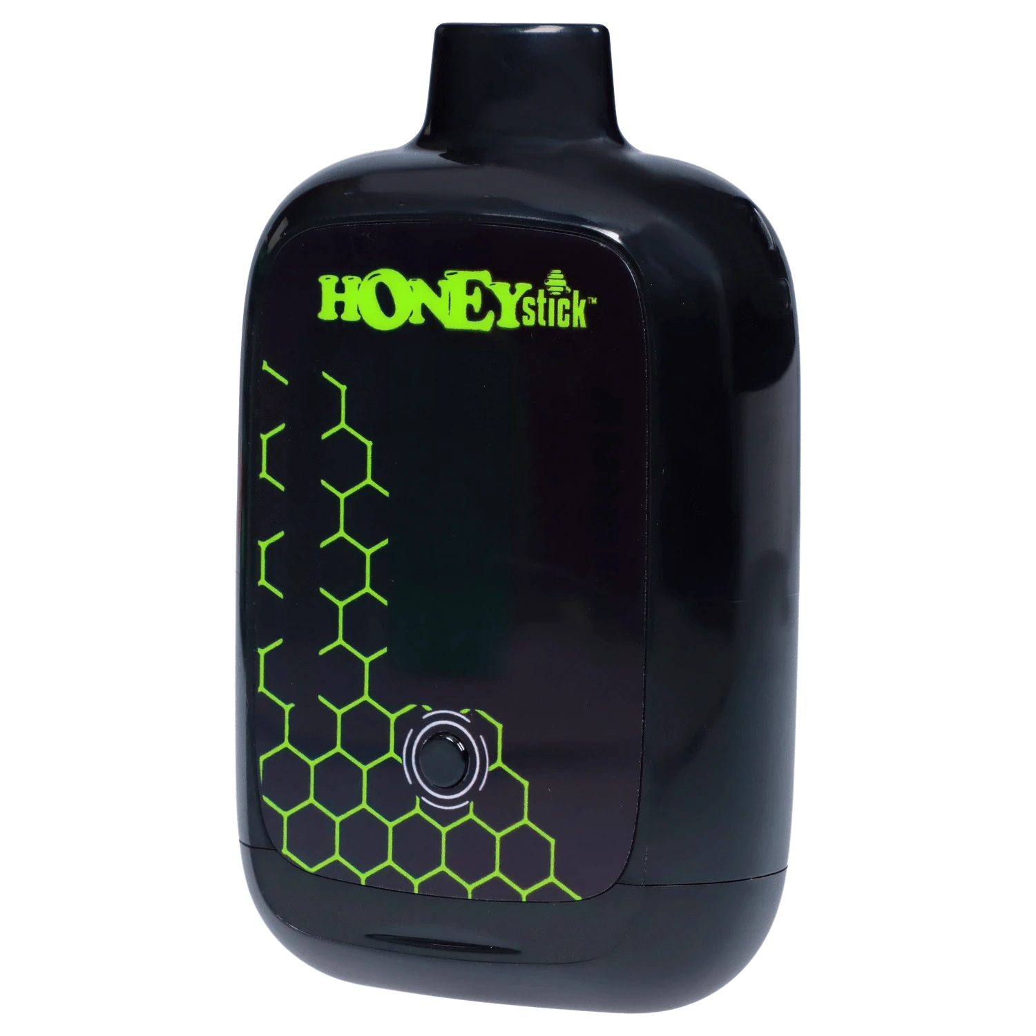 Front view of the Honeystick Duo Variable Voltage Plus, a black handheld vaporizer with a sleek, rounded design.