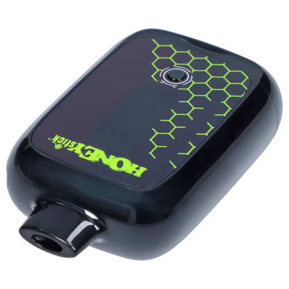 Front view of the Honeystick Duo Variable Voltage Plus, featuring a sleek, black design with a textured grip.