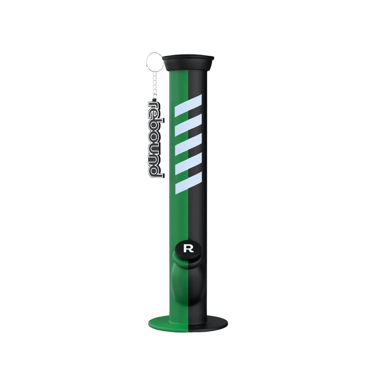Front view of the Rebound Edition 2 - Straight - Black & Green, showcasing a black and green glass tube with a simple, cylindrical shape.