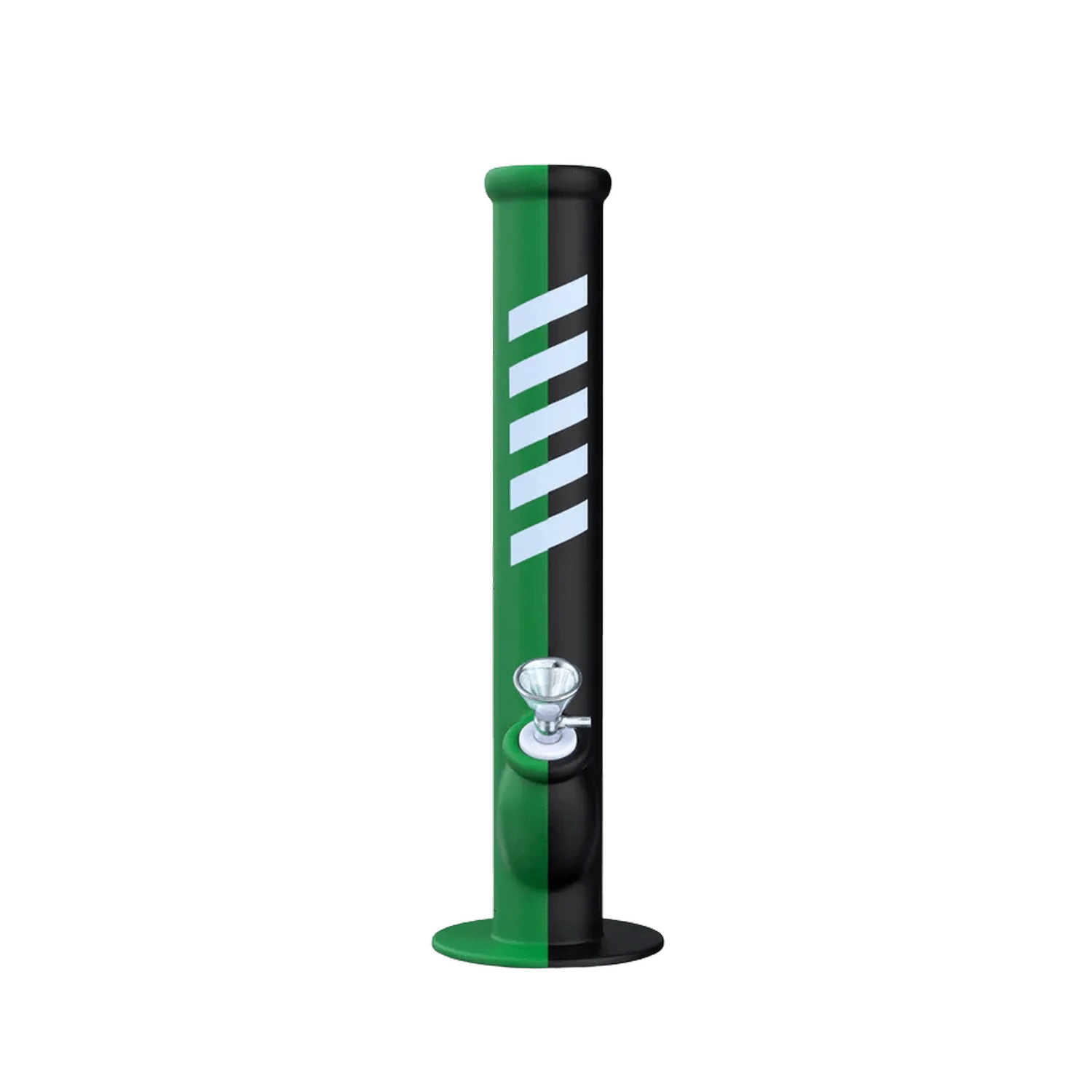 A front view of the Rebound Edition 2 - Straight - Black & Green, featuring a black and green glass tube with a simple, cylindrical shape.