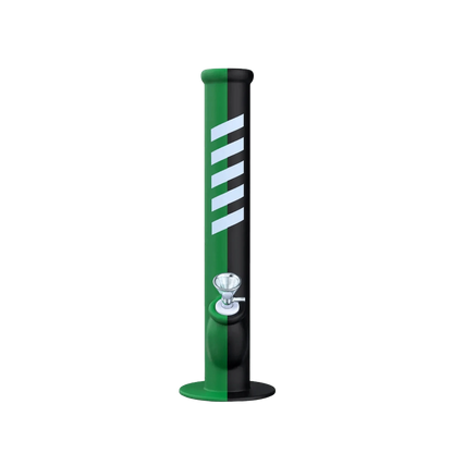 A front view of the Rebound Edition 2 - Straight - Black & Green, featuring a black and green glass tube with a simple, cylindrical shape.