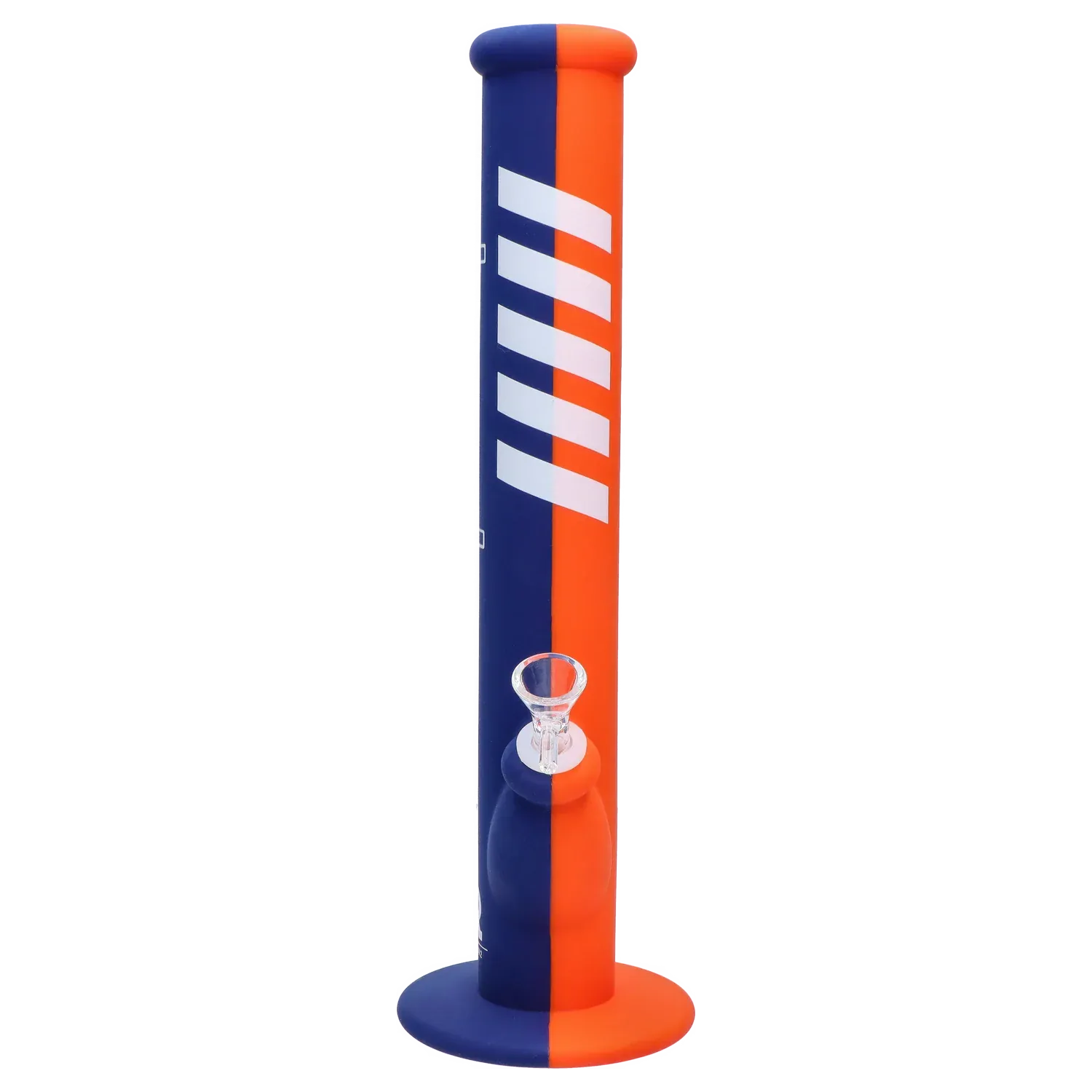 Tall, front-facing Rebound Edition 2 - Straight - Blue & Orange tube split evenly down the middle with white diagonal stripes.